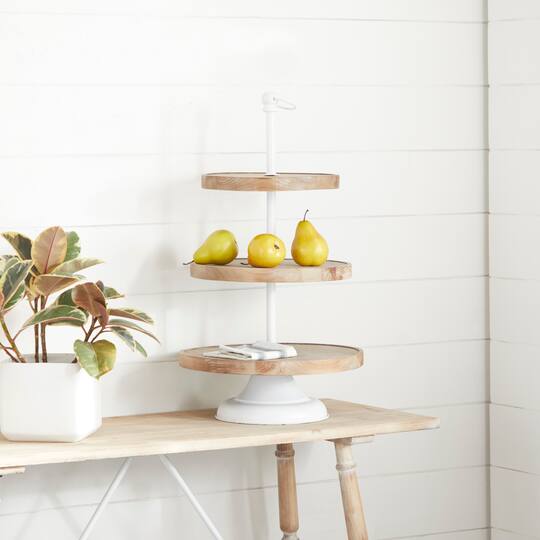 Brown Wood Farmhouse Tiered Server, 16" x 29"